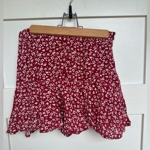 Zara red floral mini skirt